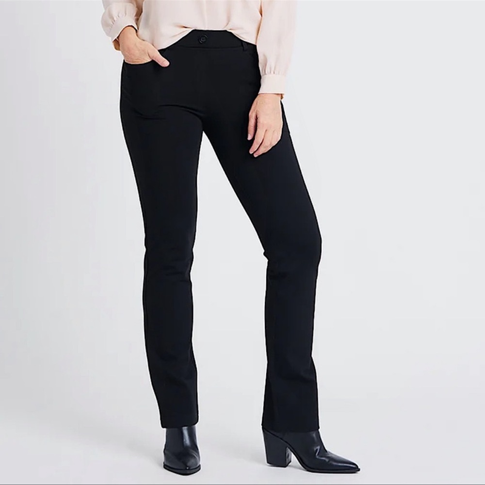 Betabrand Black Straight Leg 7 Pocket Dress Pant Yoga Size Medium Long